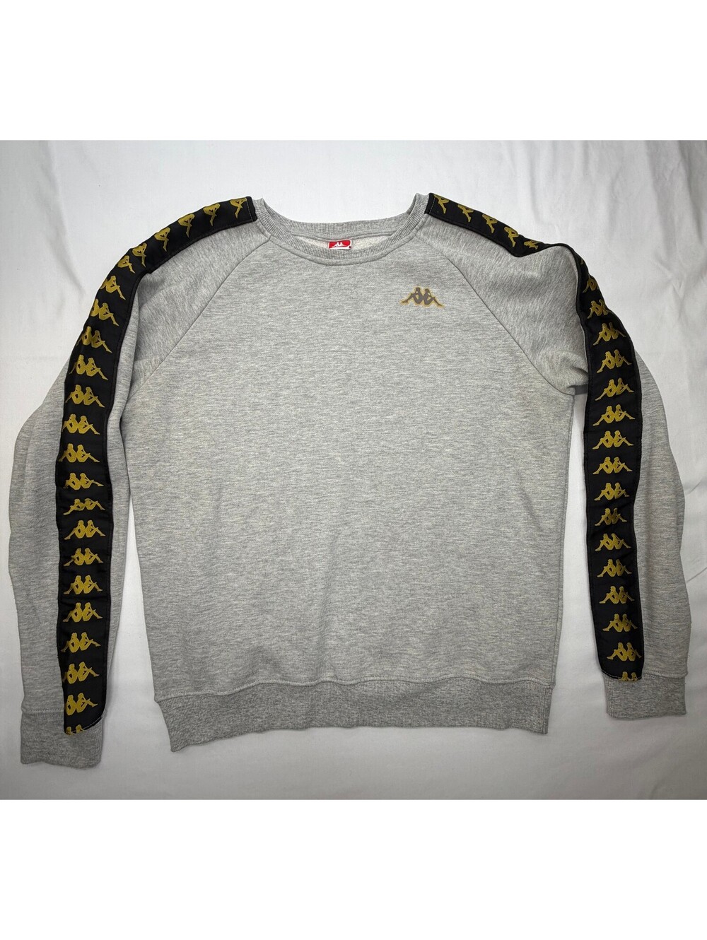 Kappa Men's Sweatshirt Crew Neck Raglan Sleeve Omini Logo Pullover Size L Grey